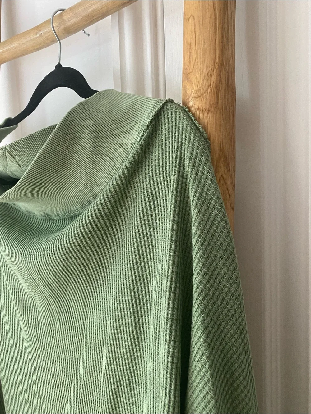 We the Free Free People Close To You Cotton Waffle Knit Top In Cool Moss Green